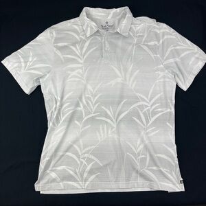 Nat Nast Mens Polo White Gray Leaf Large